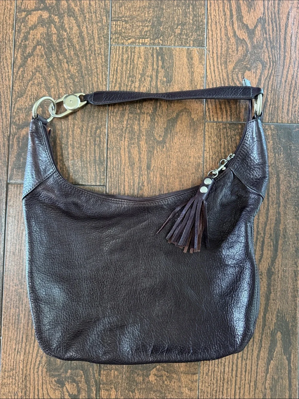 HOBO Deep Brown Leather Hobo with Tassel Detail - Picture 6 of 7